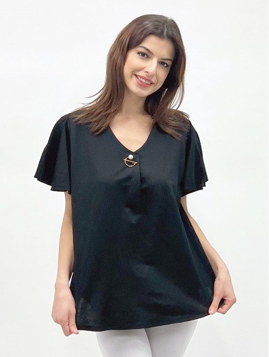 Fashion Blouse W/ Pearl Pin